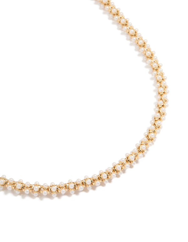 Gold Plated Pearl Station Necklace