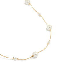 Gold Plated Pearl Alternating Necklace - link has visual effect only