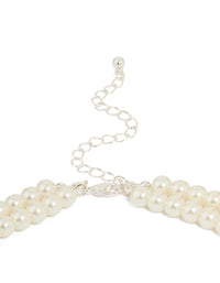 Silver Plated Pearl Strand Bow Layered Necklace - link has visual effect only