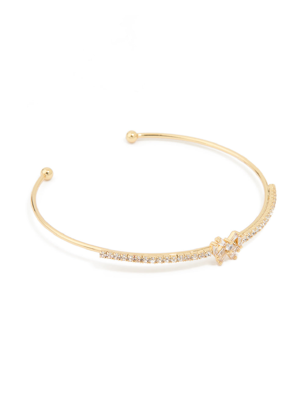 Gold Plated Cubic Zirconia Bow Wrist Cuff