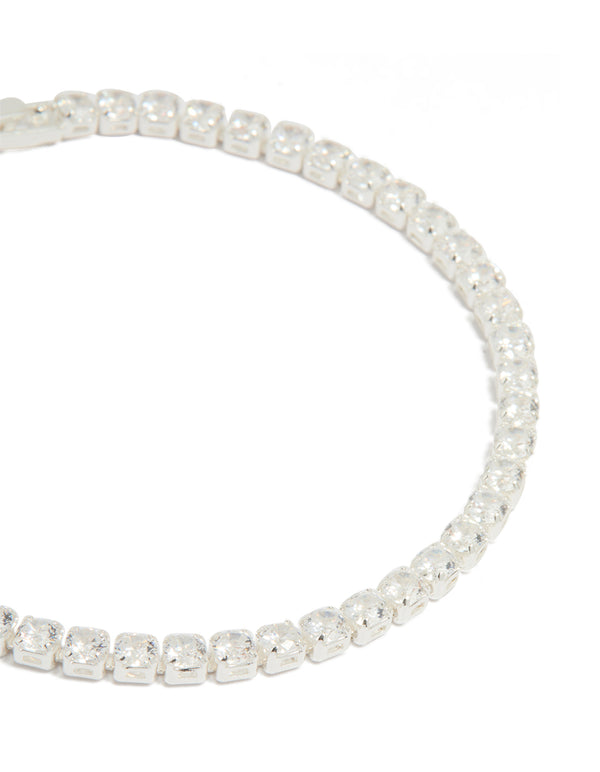 Silver Plated Cubic Zirconia Tennis Bracelet