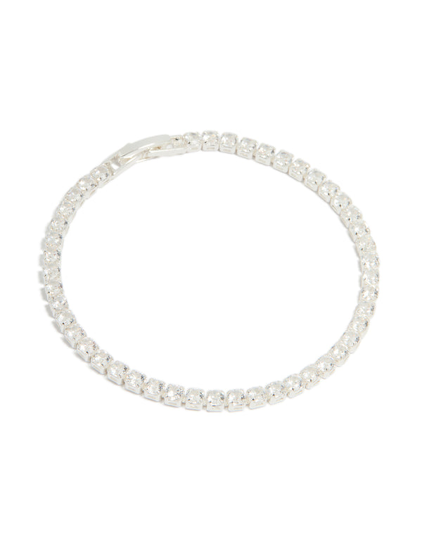 Silver Plated Cubic Zirconia Tennis Bracelet