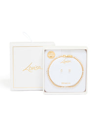 Gold Plated Small Cubic Zirconia Baguette Tennis Bracelet & Earrings Set - link has visual effect only