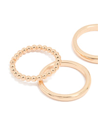 Gold Diamante Dainty & Signet Rings 5-Pack - link has visual effect only