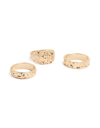 Gold Hammered Organic Rings 3-Pack - link has visual effect only