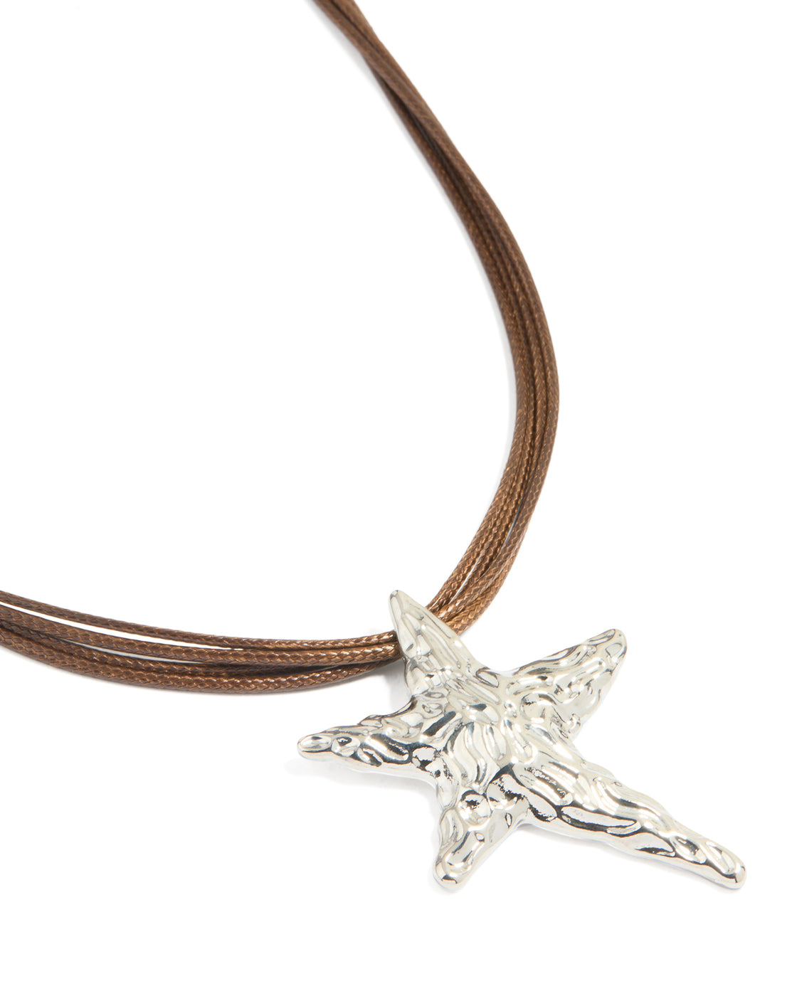 Silver Cord Abstract Star Necklace