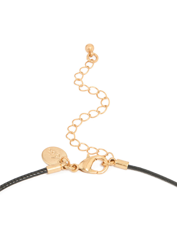 Worn Gold Textured Fish Pearl Cord Necklace