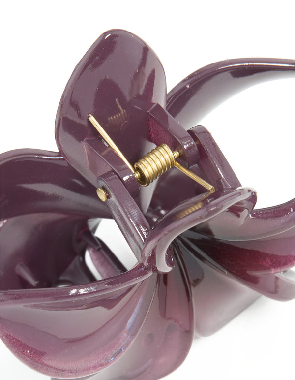 Plum Frangipani Hair Claw Clip