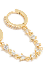 Gold Plated Cubic Zirconia Chain & Stud Earrings 2-Pack - link has visual effect only