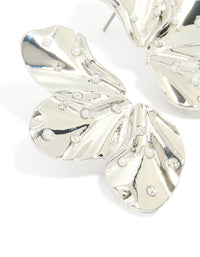Silver Dotted Pearl Flower Stud Earrings - link has visual effect only