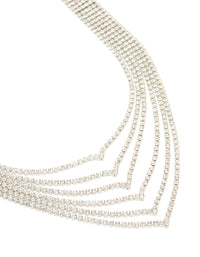 Silver Diamante Layered V-Cut Necklace - link has visual effect only