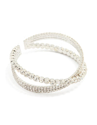 Silver Diamante Crossed Wrist Cuff - link has visual effect only
