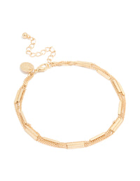 Gold Station Layered Chain Anklet - link has visual effect only