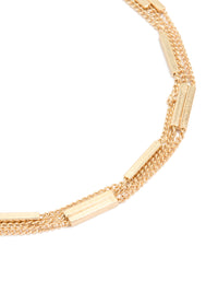 Gold Station Layered Chain Anklet - link has visual effect only