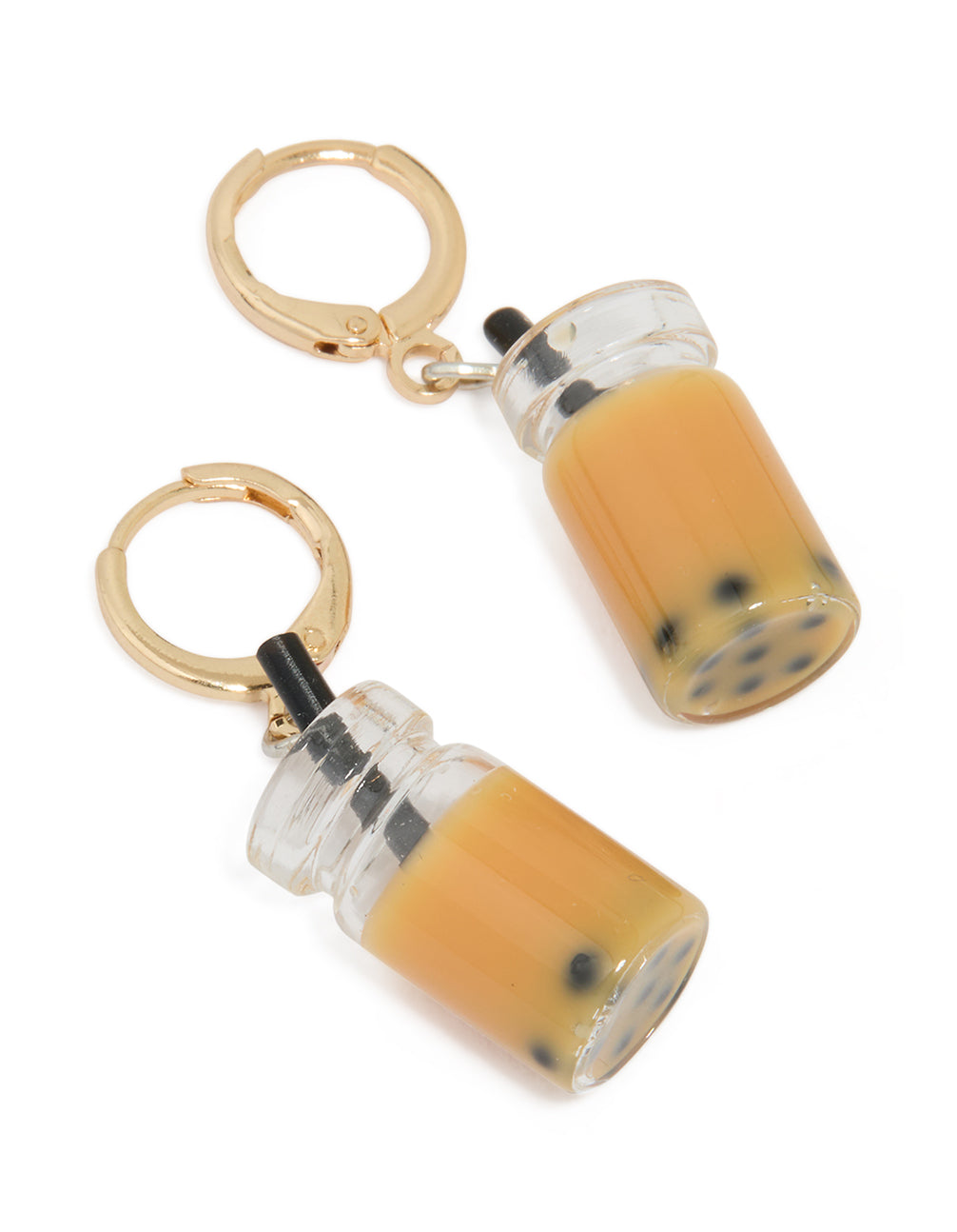 Gold Acrylic Bubble Tea Huggie Earrings