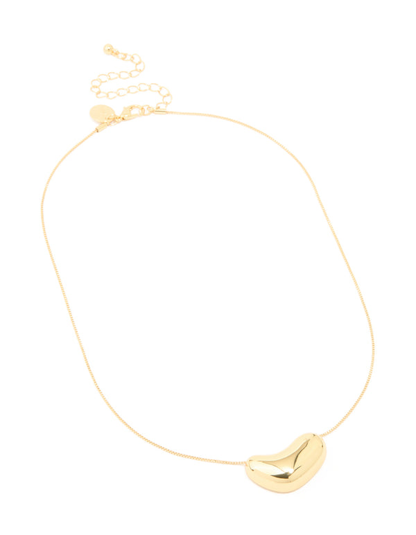 Gold Plated Brass Molten Pebble Pendant Necklace