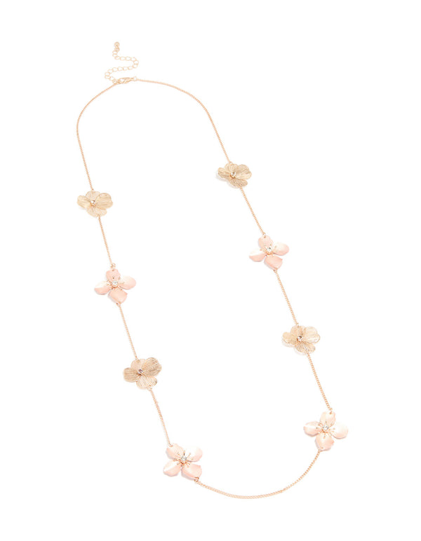 Rose Gold Laser Cut Flower Necklace