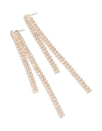 Rose Gold Diamante Long Drop Earrings - link has visual effect only