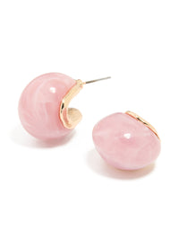 Rose Gold Pink Acrylic Bubble Large Stud Earrings - link has visual effect only