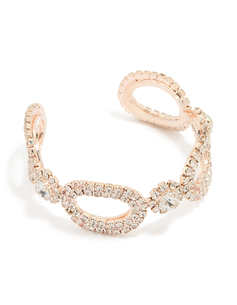 Rose Gold Diamante Open Wrist Cuff
