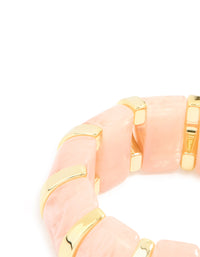 Pink Acrylic Marbled & Gold Stretch Bracelet - link has visual effect only