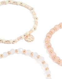 Rose Gold Pink Beaded Stretch Bracelets 5-Pack - link has visual effect only