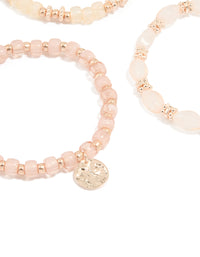 Rose Gold Pink Beaded Stretch Bracelets 5-Pack - link has visual effect only