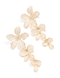 Gold Enamel Trio Flower Drop Earrings - link has visual effect only