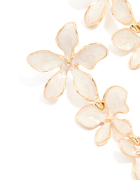 Gold Enamel Trio Flower Drop Earrings - link has visual effect only