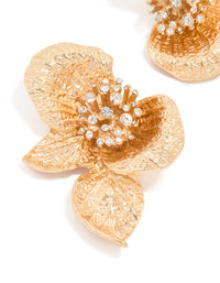 Gold Diamante Flower & Leaf Earrings - link has visual effect only
