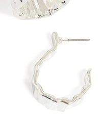 Silver Thick Molten Hoop Earrings - link has visual effect only
