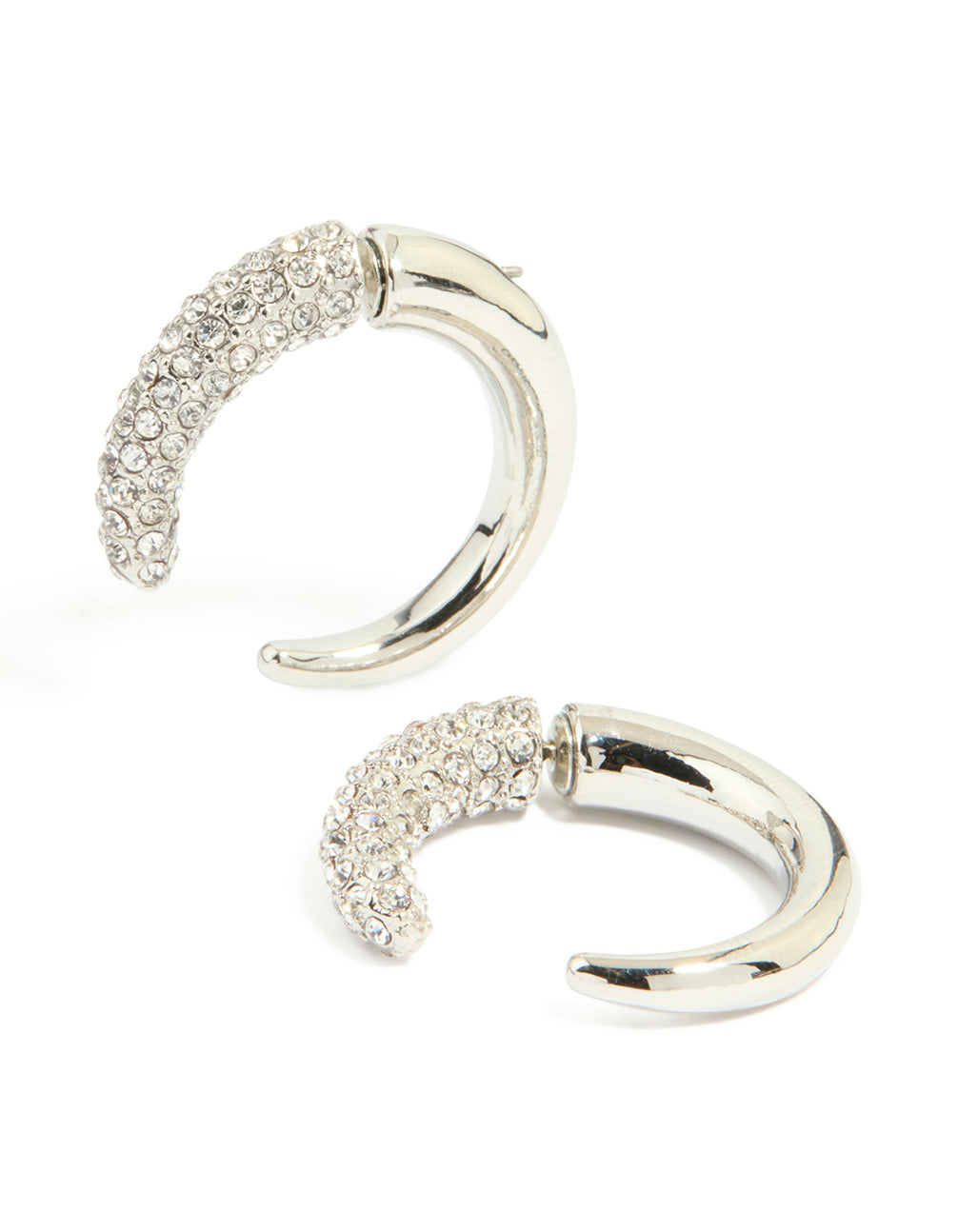 Silver Diamante Half Hook Hoop Earrings