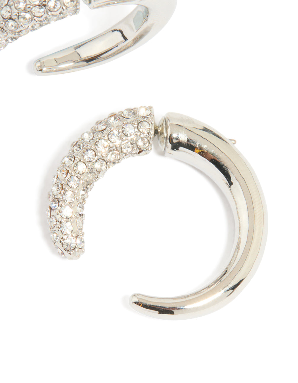 Silver Diamante Half Hook Hoop Earrings
