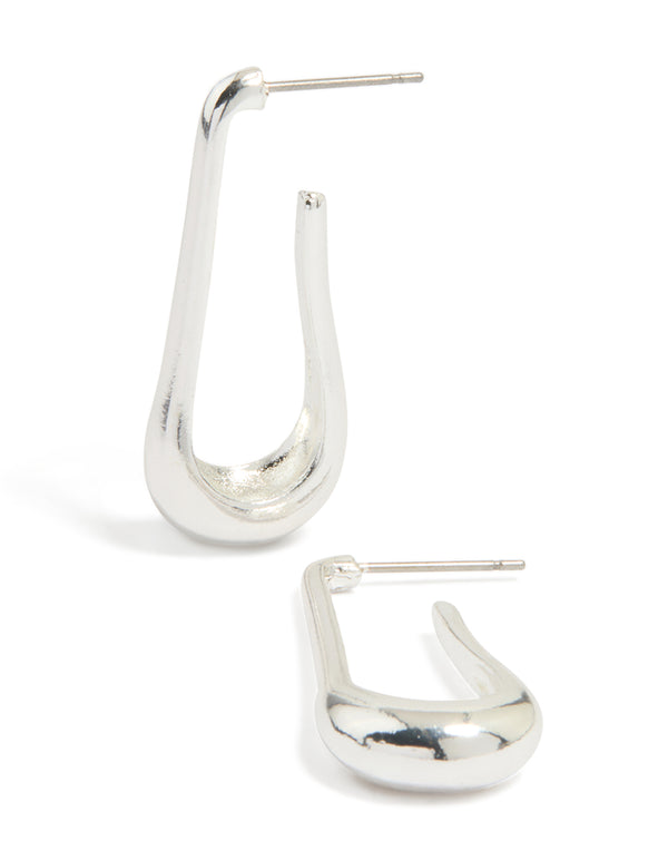 Silver Skinny Wavy Hoop Earrings