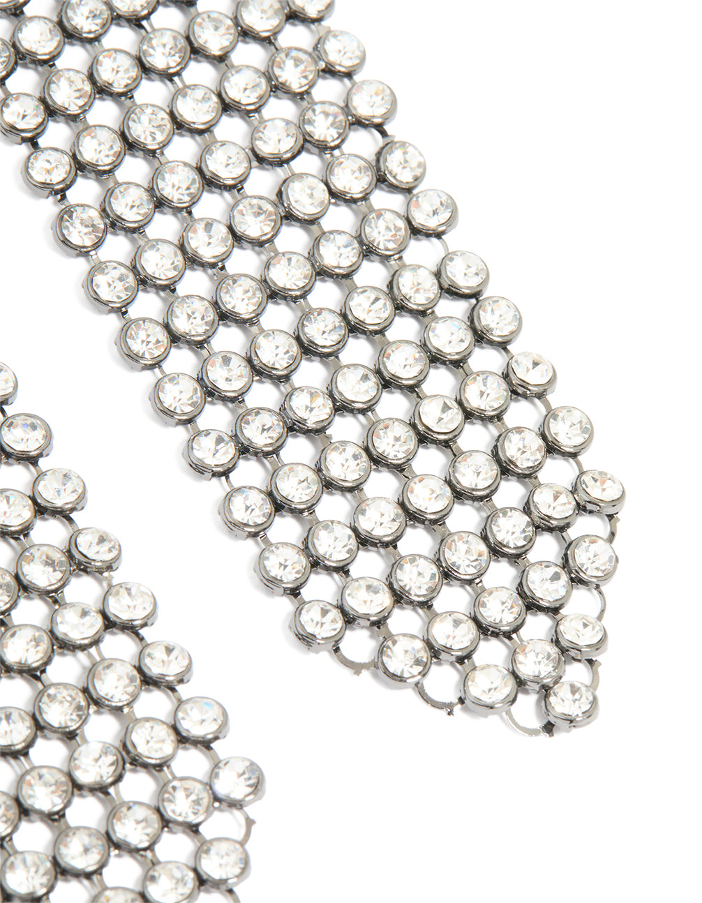 Gunmetal Diamante Mesh Drop Earrings