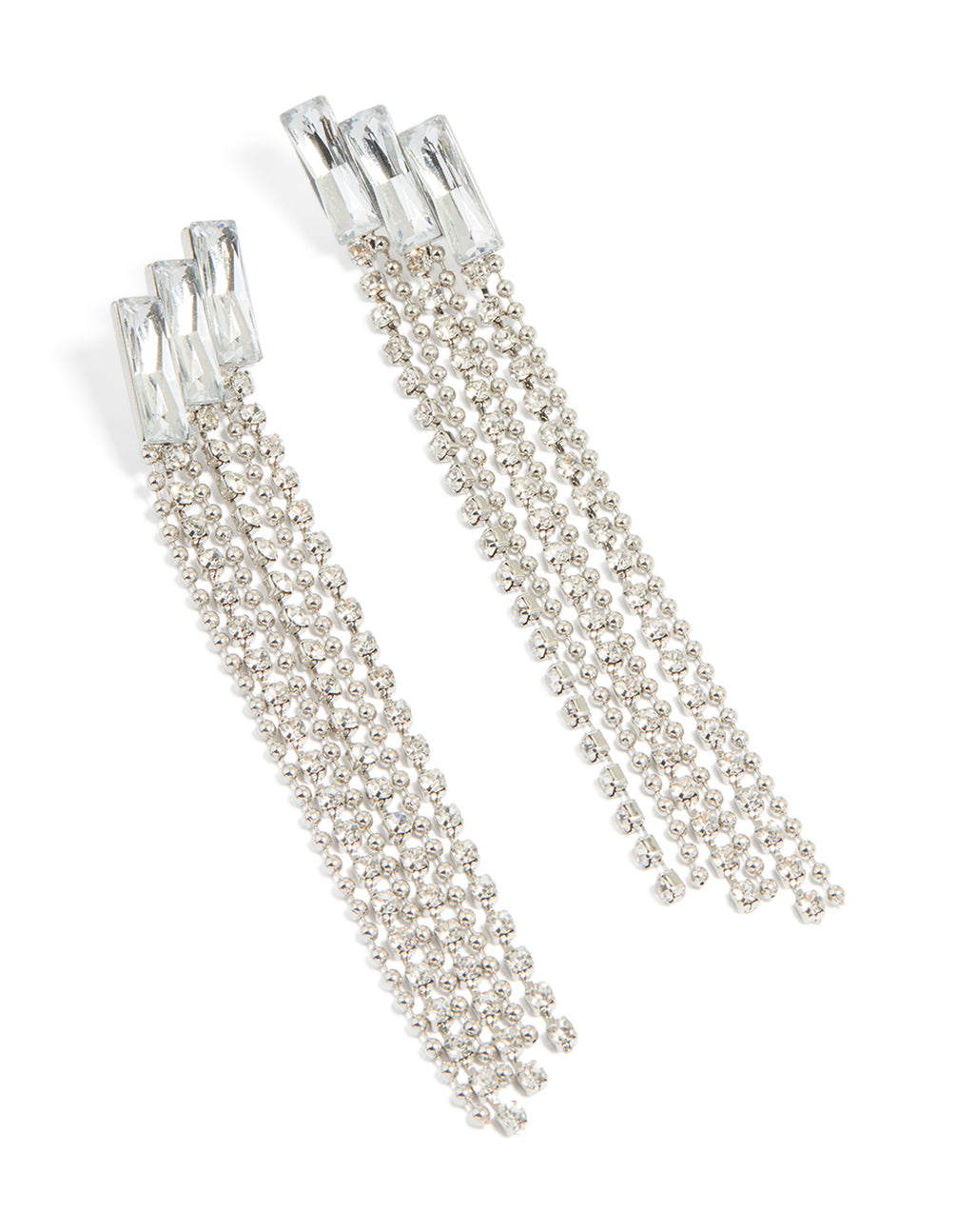 Silver Diamante Chain Drop Earrings