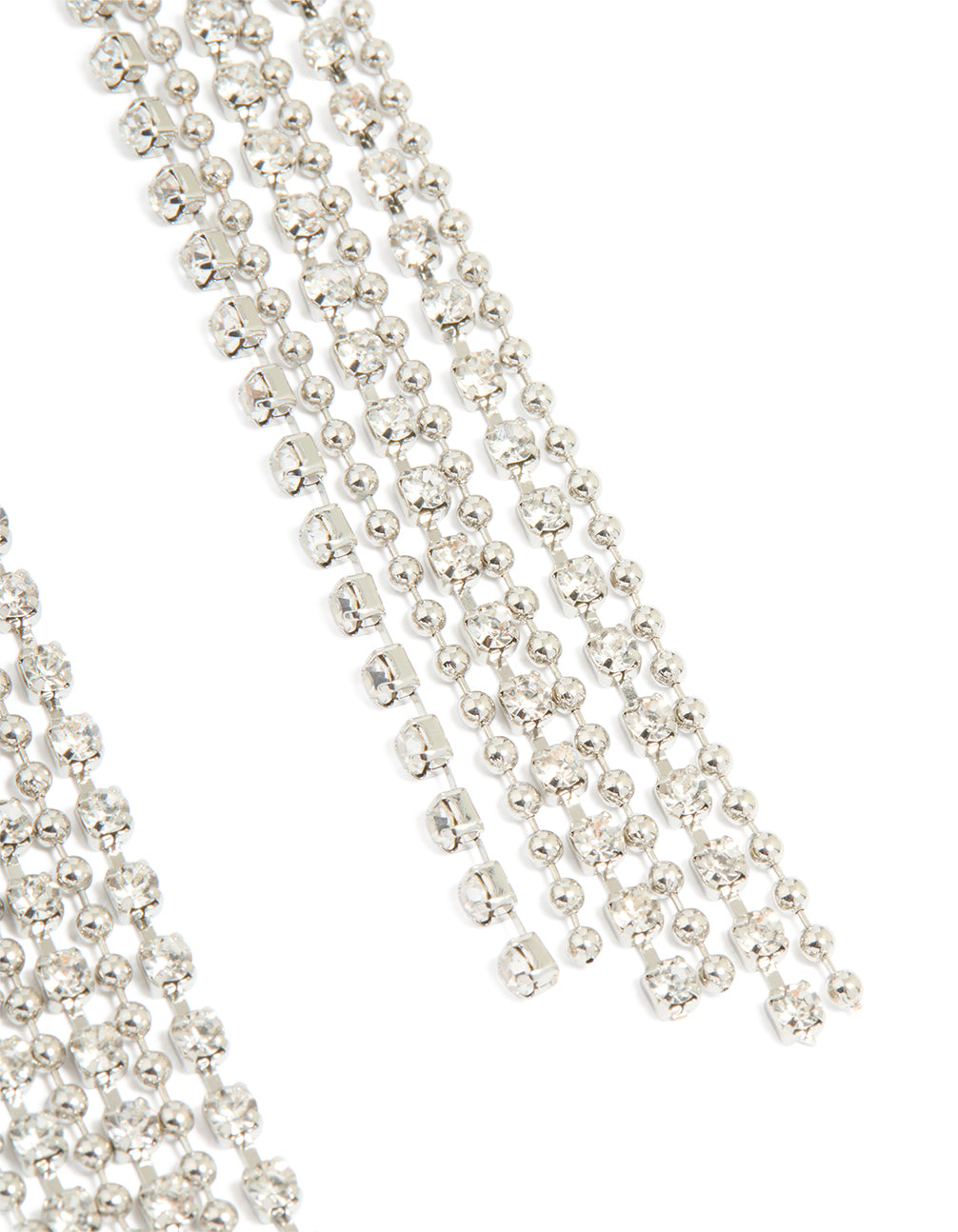 Silver Diamante Chain Drop Earrings