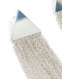 Silver Triangle & Chain Drop Earrings - link has visual effect only