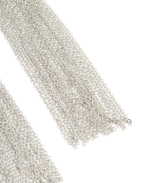 Silver Triangle & Chain Drop Earrings