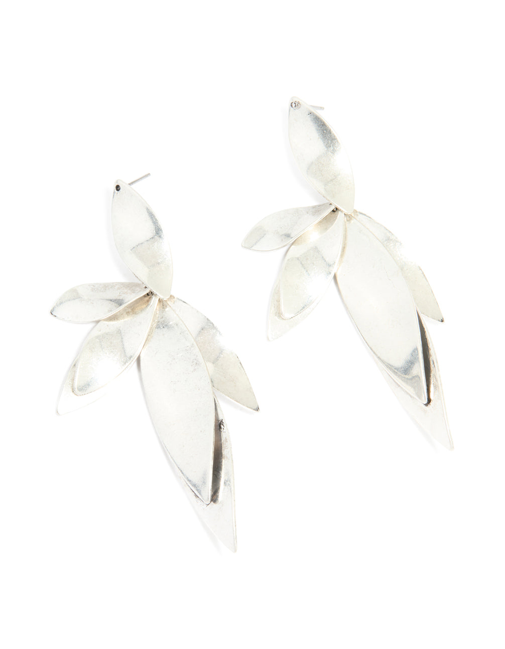 Silver Multi Petal Drop Earrings