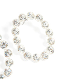 Silver Diamante Circle Stud Earrings - link has visual effect only
