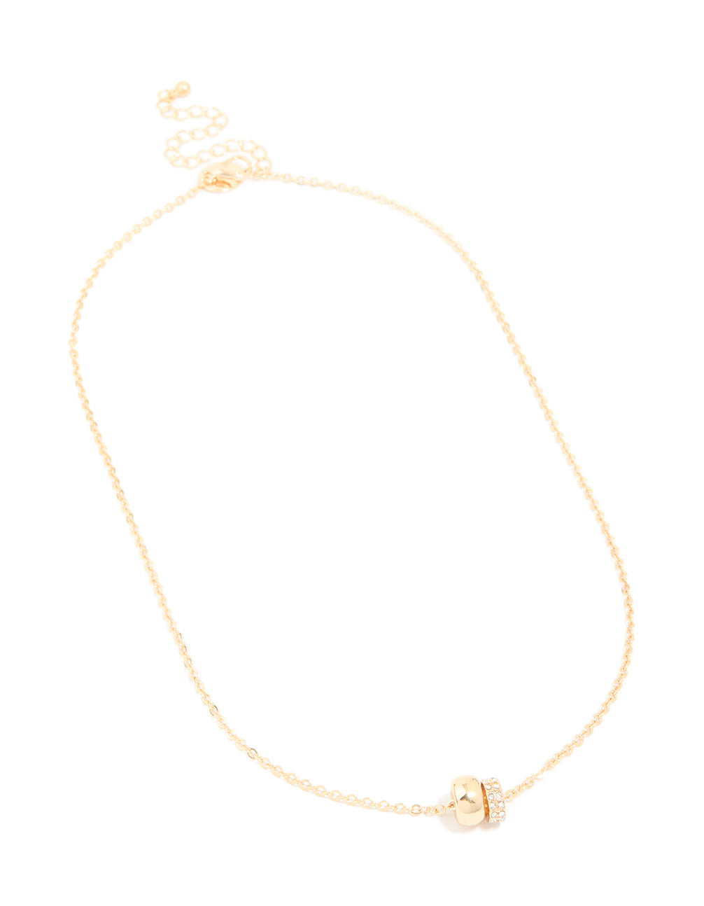 Gold Double Loop Rondell Pendants Necklace