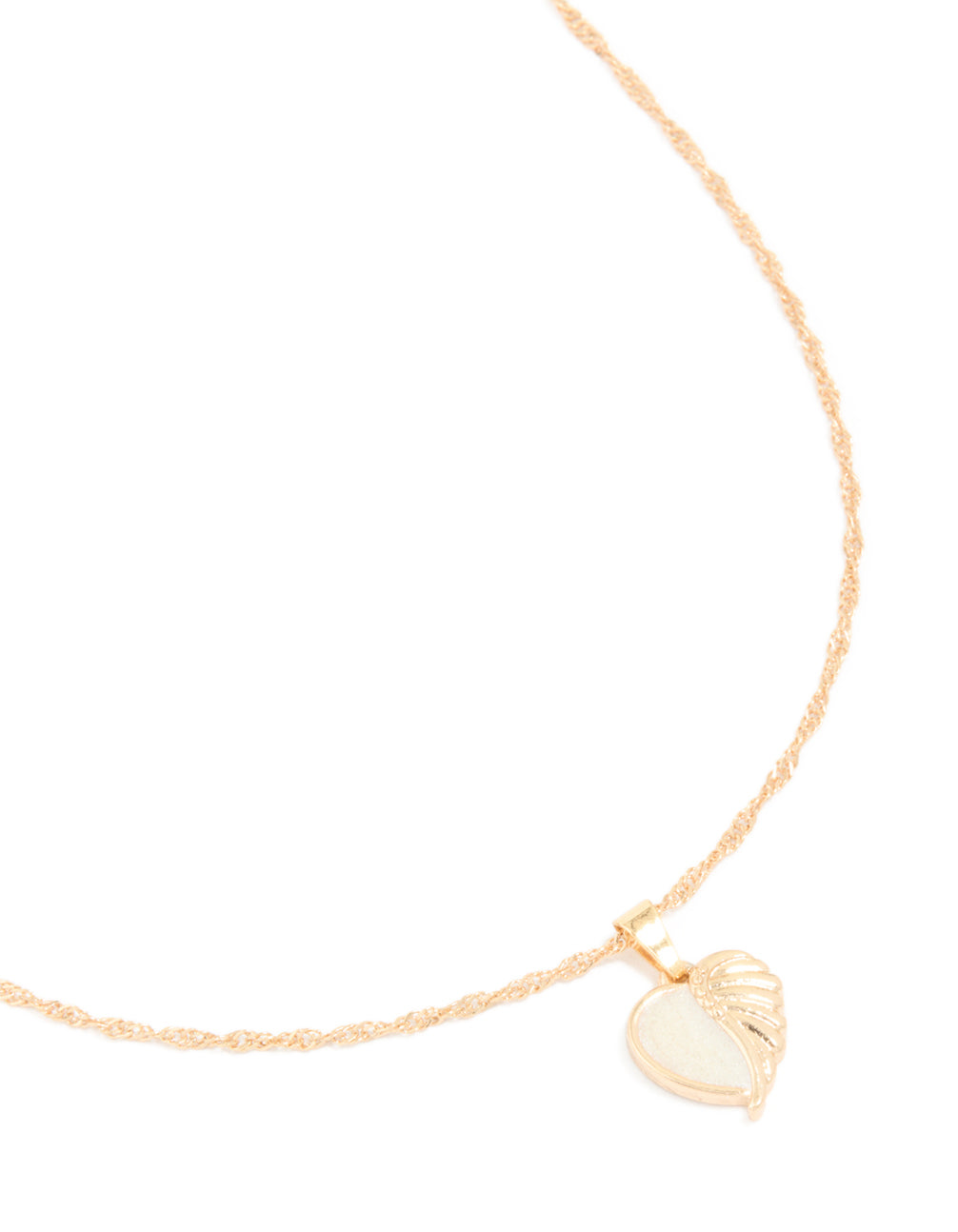 Gold Winged Heart Pendant Necklace