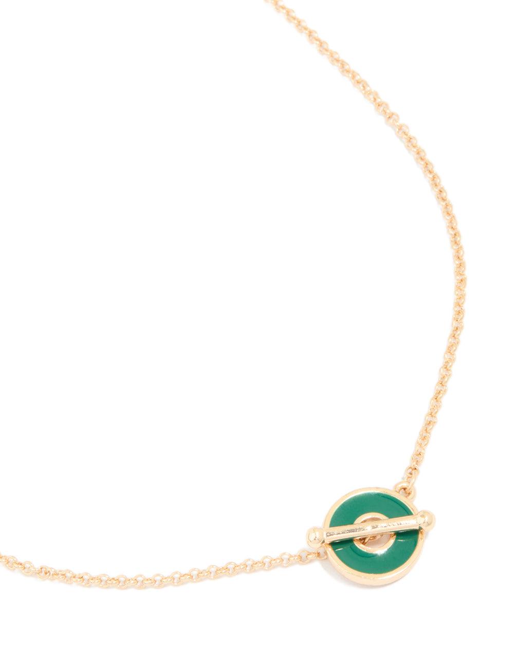 Gold Green Circle Pendant T & O Necklace