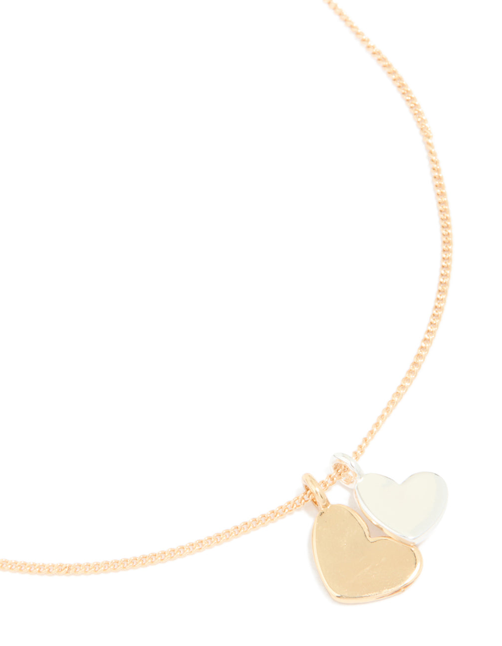 Gold & Silver Double Heart Pendant Necklace