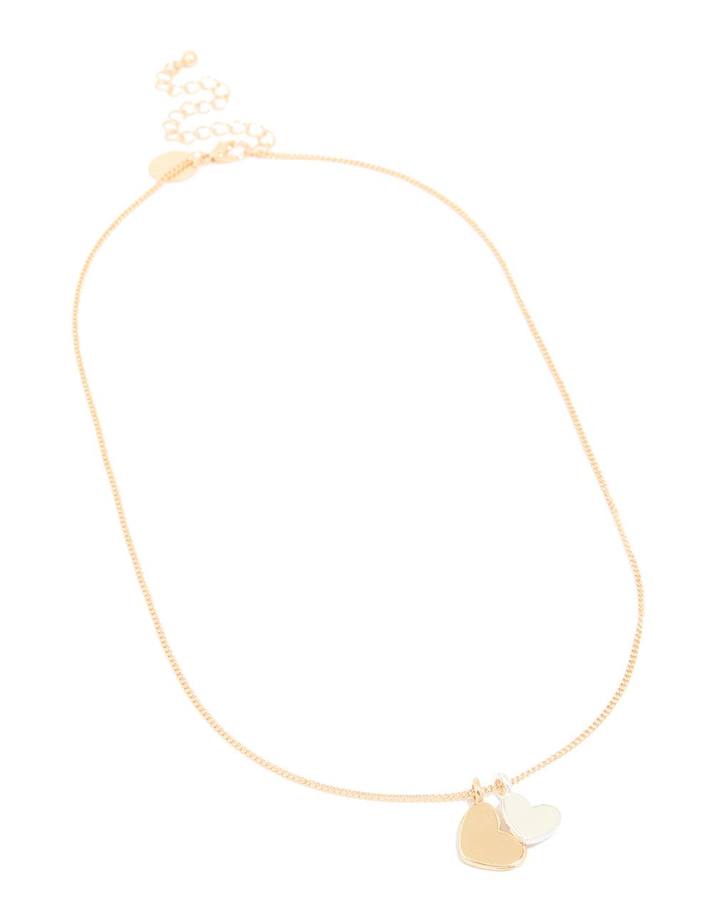 Gold & Silver Double Heart Pendant Necklace