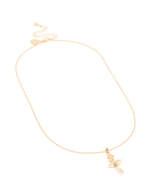 Gold Ballerina Pendant Necklace