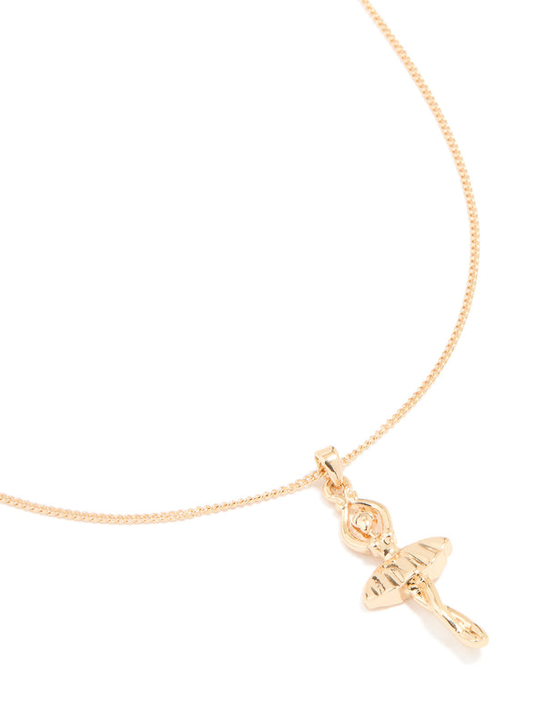 Gold Ballerina Pendant Necklace