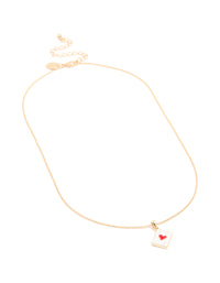 Gold Heart Card Mini Pendant Necklace - link has visual effect only