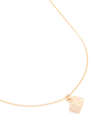 Gold Pink Dice Mini Pendant Necklace - link has visual effect only